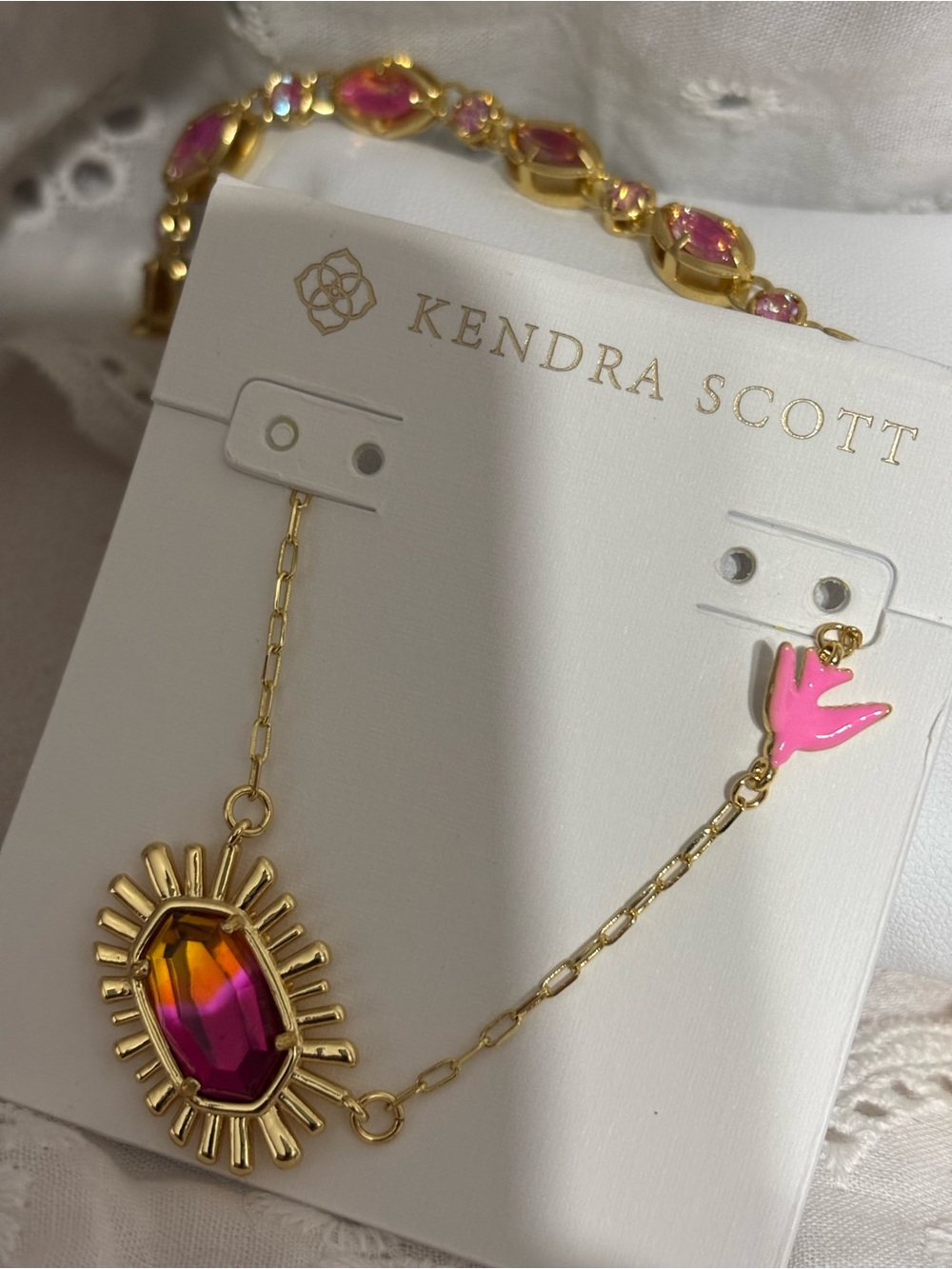 Kendra Scott Elisa Bird Short Pendant Necklace in Sunrise Watercolor Illusion